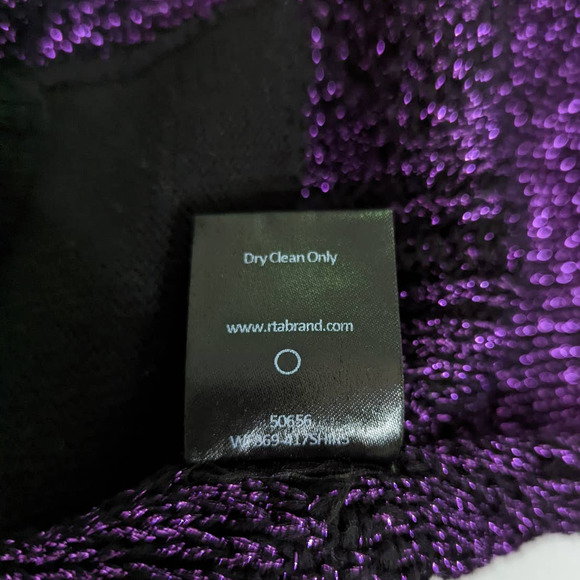 RtA Purple Metallic Distressed Cableknit Cardigan Sweater Size Medium Preowned - Picture 9 of 9